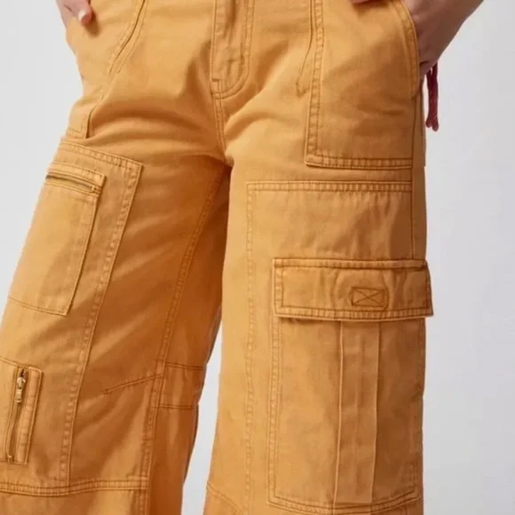 Urban Outfitters BDG Extreme Wide Leg Utility Jean In Mustard - Picture 3 of 8